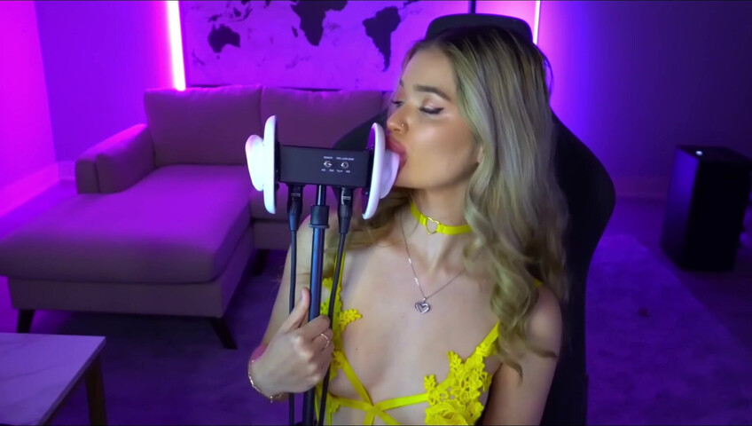 Mimi_fun - Ear Licking in Yellow Lingerie