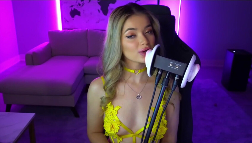 Mimi_fun - Ear Licking in Yellow Lingerie