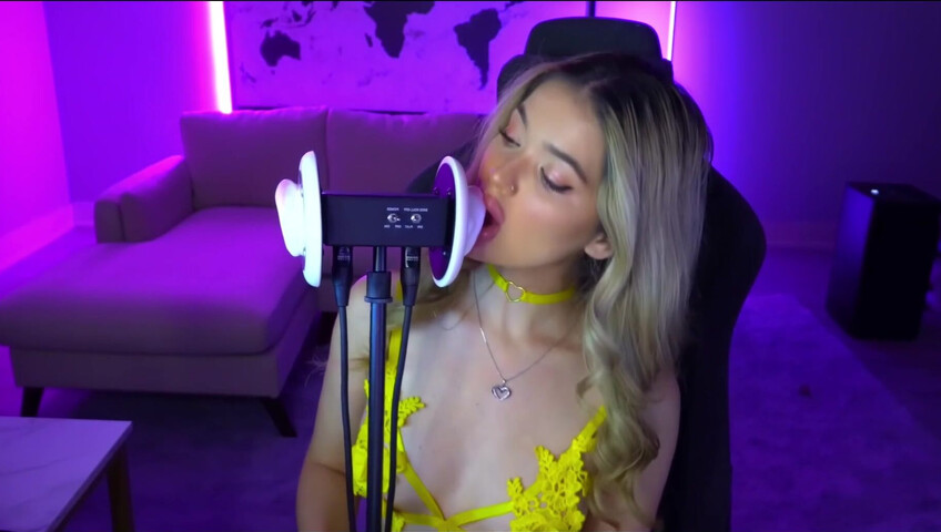 Mimi_fun - Ear Licking in Yellow Lingerie