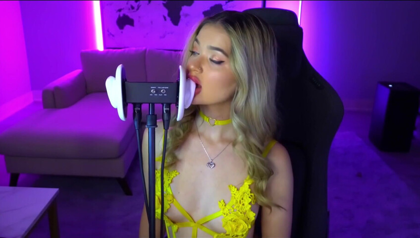 Mimi_fun - Ear Licking in Yellow Lingerie