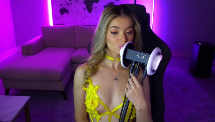 Mimi_fun - Ear Licking in Yellow Lingerie