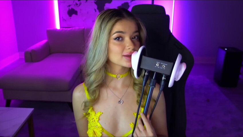 Mimi_fun - Ear Licking in Yellow Lingerie