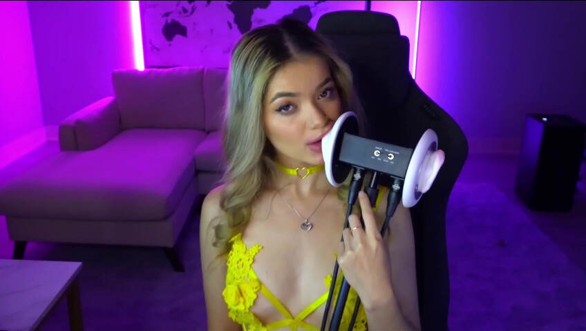 Mimi_fun - Ear Licking in Yellow Lingerie