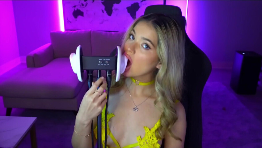 Mimi_fun - Ear Licking in Yellow Lingerie