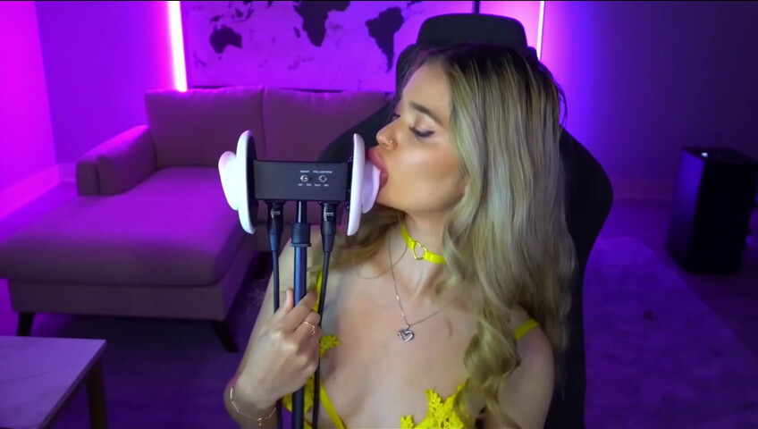 Mimi_fun - Ear Licking in Yellow Lingerie