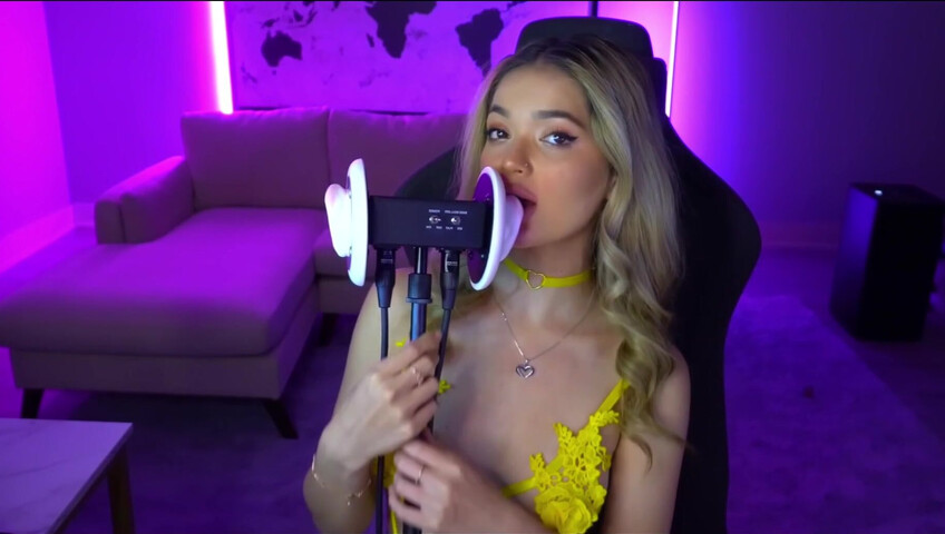 Mimi_fun - Ear Licking in Yellow Lingerie