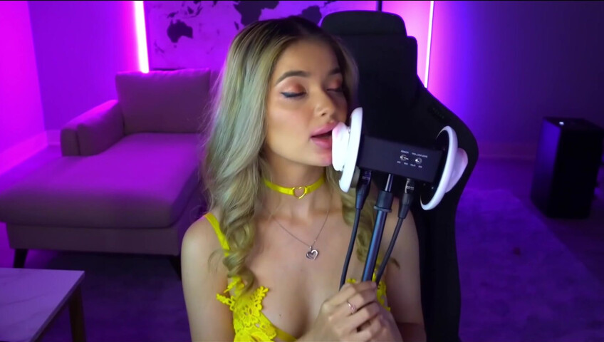 Mimi_fun - Ear Licking in Yellow Lingerie