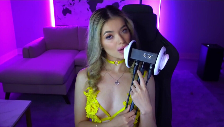 Mimi_fun - Ear Licking in Yellow Lingerie