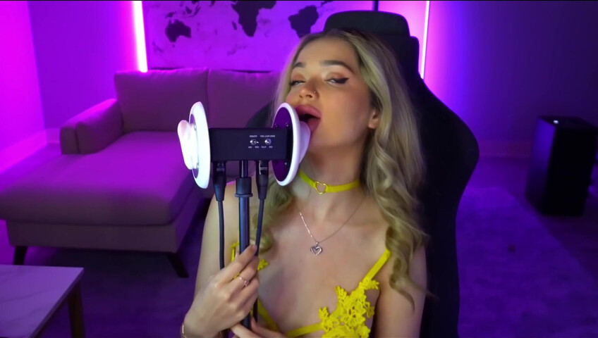 Mimi_fun - Ear Licking in Yellow Lingerie