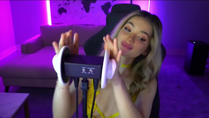 Mimi_fun - Ear Licking in Yellow Lingerie