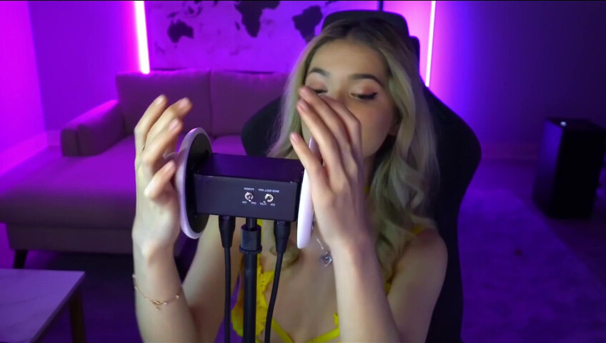 Mimi_fun - Ear Licking in Yellow Lingerie