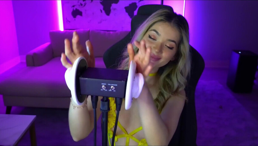 Mimi_fun - Ear Licking in Yellow Lingerie