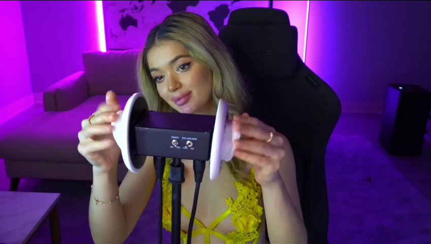 Mimi_fun - Ear Licking in Yellow Lingerie