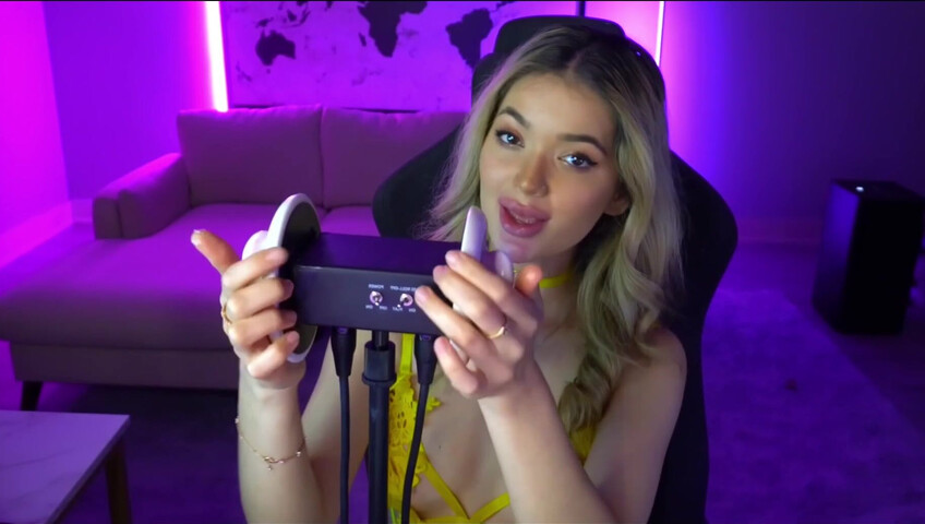 Mimi_fun - Ear Licking in Yellow Lingerie