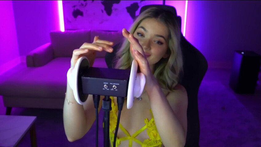 Mimi_fun - Ear Licking in Yellow Lingerie