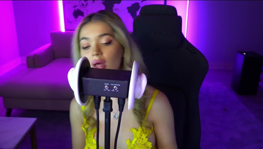 Mimi_fun - Ear Licking in Yellow Lingerie