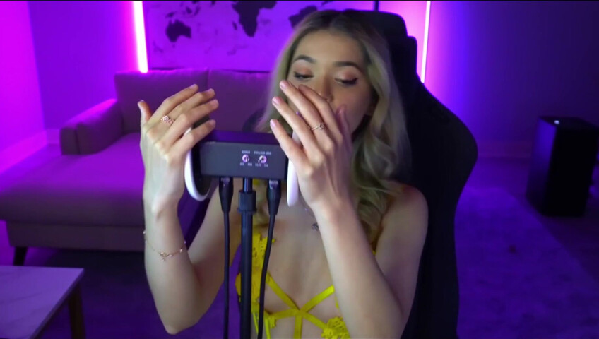 Mimi_fun - Ear Licking in Yellow Lingerie