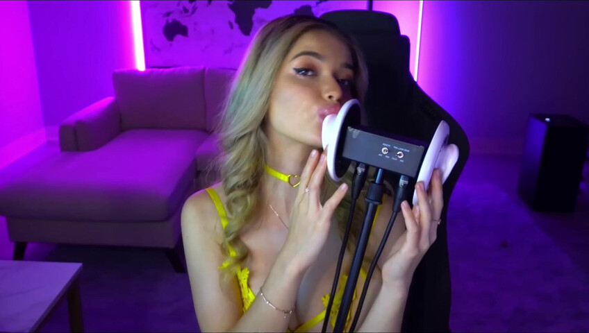 Mimi_fun - Ear Licking in Yellow Lingerie