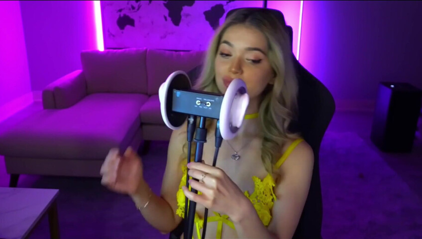 Mimi_fun - Ear Licking in Yellow Lingerie