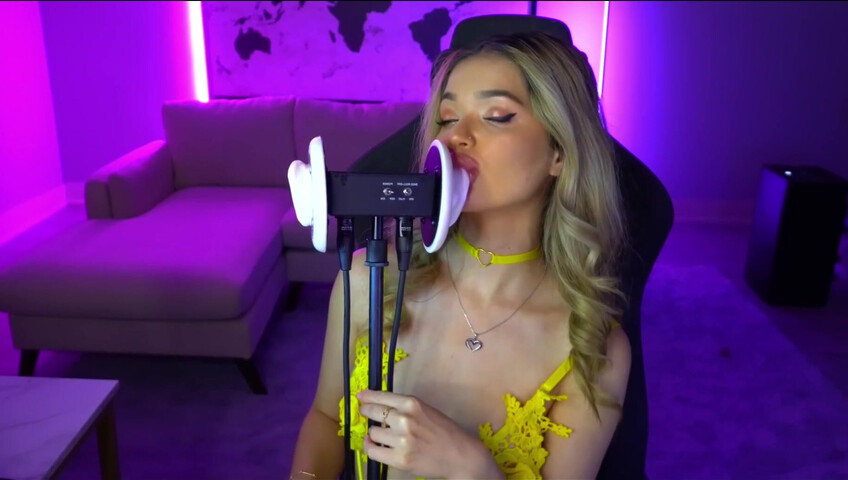 Mimi_fun - Ear Licking in Yellow Lingerie