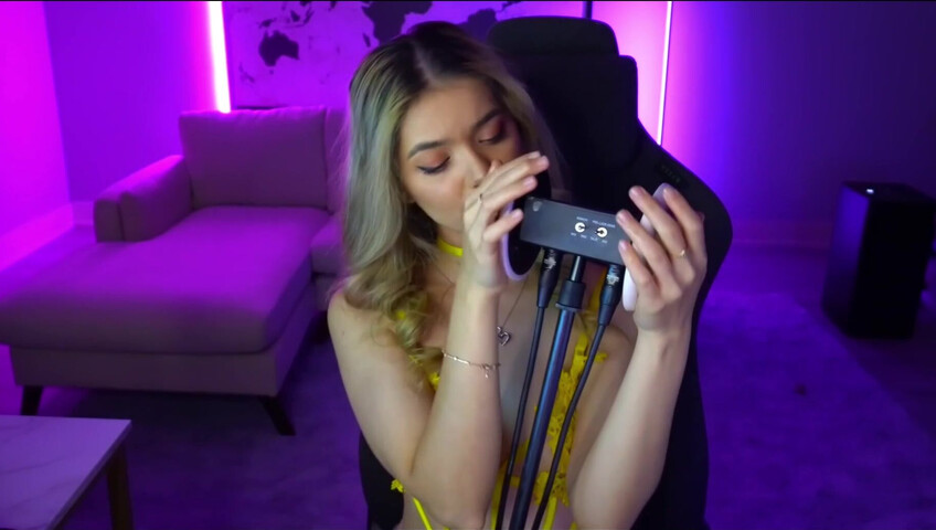 Mimi_fun - Ear Licking in Yellow Lingerie