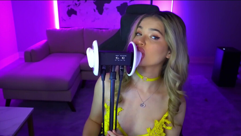 Mimi_fun - Ear Licking in Yellow Lingerie