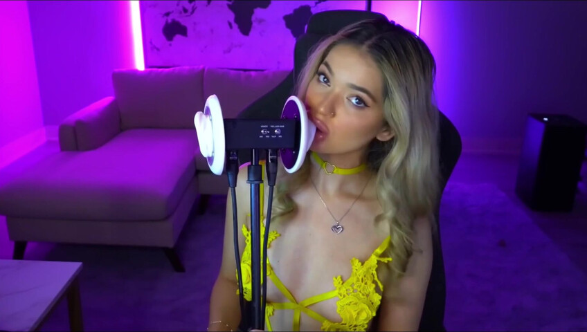 Mimi_fun - Ear Licking in Yellow Lingerie