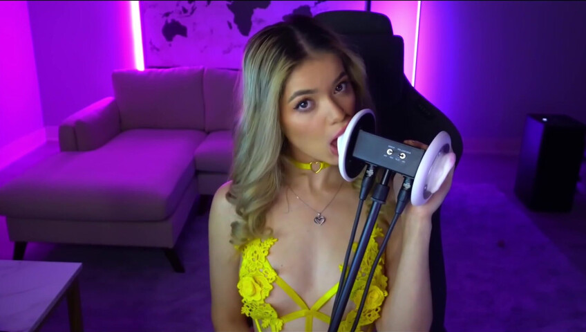 Mimi_fun - Ear Licking in Yellow Lingerie