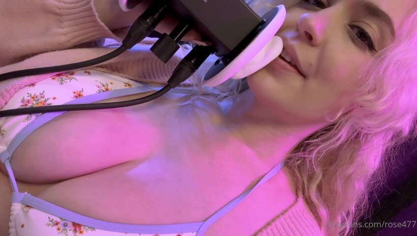 Rose ASMR - Ear licking, titfucking, sucking dildo