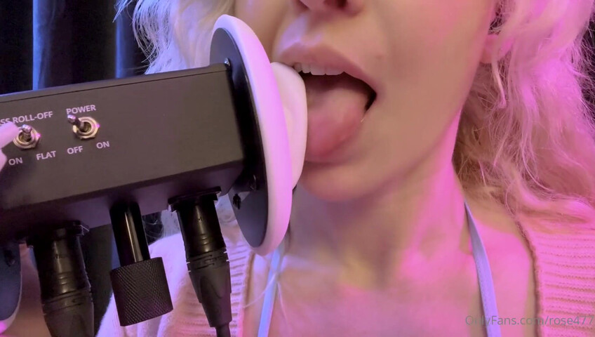 Rose ASMR - Ear licking, titfucking, sucking dildo