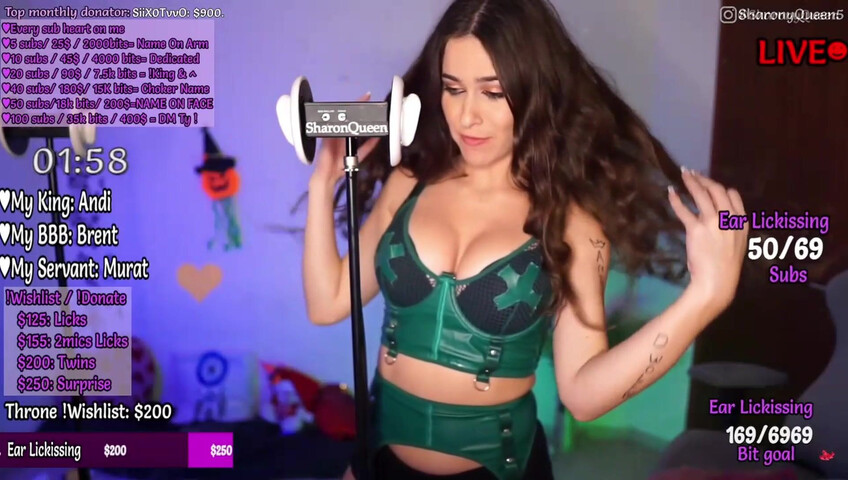 SharonQueen Asmr Green Lingerie
