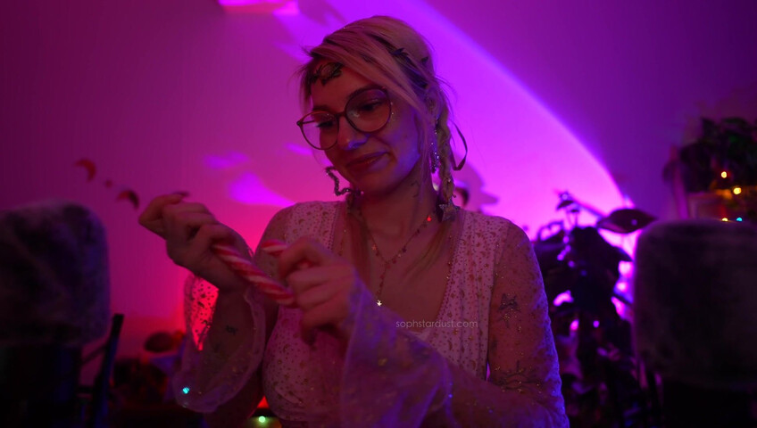 Soph Stardust ASMR Candy Cane licking & eating + topbra scratching 4K