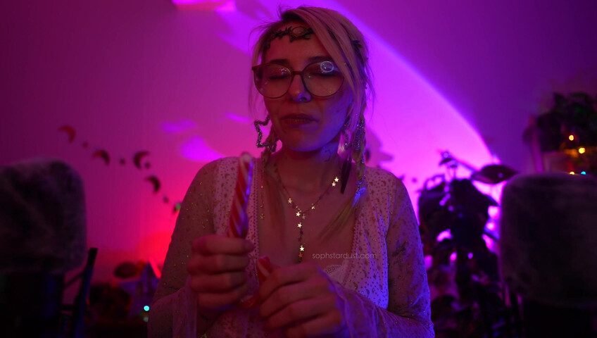 Soph Stardust ASMR Candy Cane licking & eating + topbra scratching 4K