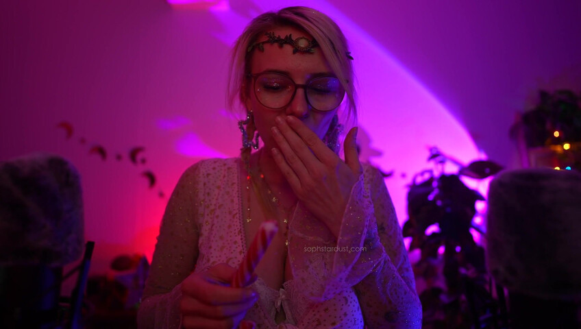 Soph Stardust ASMR Candy Cane licking & eating + topbra scratching 4K