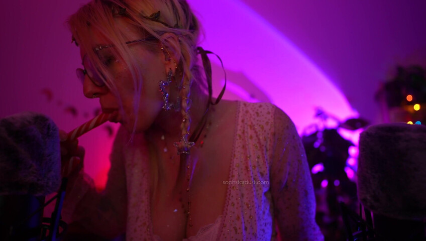 Soph Stardust ASMR Candy Cane licking & eating + topbra scratching 4K