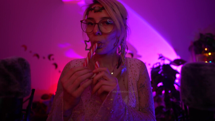 Soph Stardust ASMR Candy Cane licking & eating + topbra scratching 4K