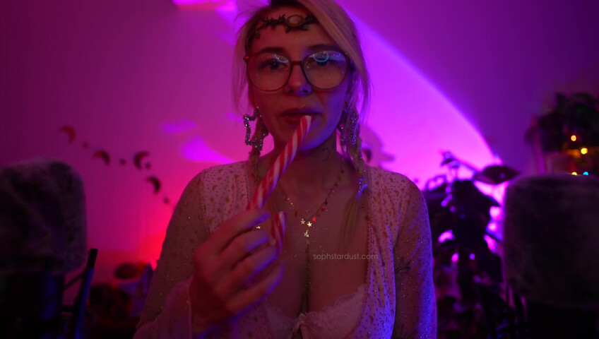 Soph Stardust ASMR Candy Cane licking & eating + topbra scratching 4K