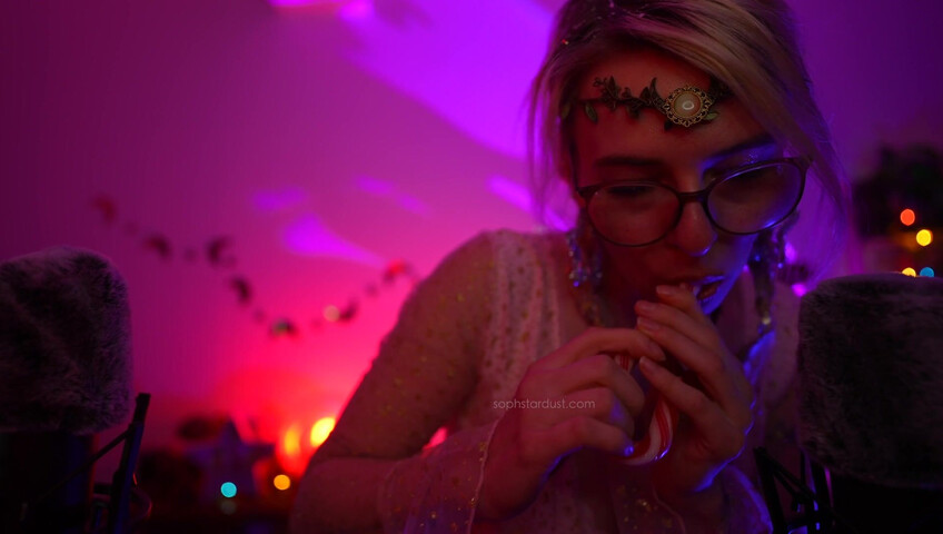 Soph Stardust ASMR Candy Cane licking & eating + topbra scratching 4K