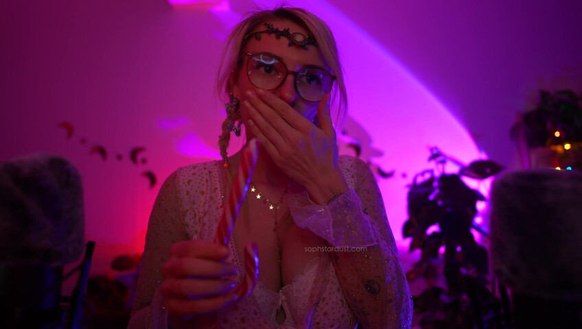 Soph Stardust ASMR Candy Cane licking & eating + topbra scratching 4K