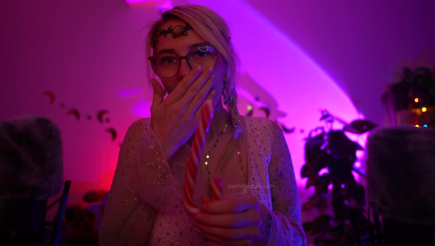 Soph Stardust ASMR Candy Cane licking & eating + topbra scratching 4K
