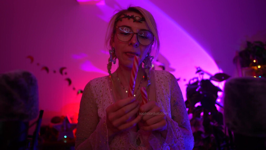 Soph Stardust ASMR Candy Cane licking & eating + topbra scratching 4K