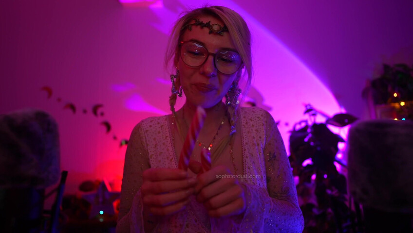 Soph Stardust ASMR Candy Cane licking & eating + topbra scratching 4K