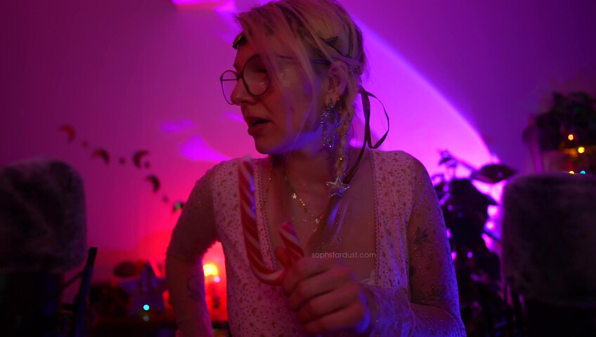 Soph Stardust ASMR Candy Cane licking & eating + topbra scratching 4K