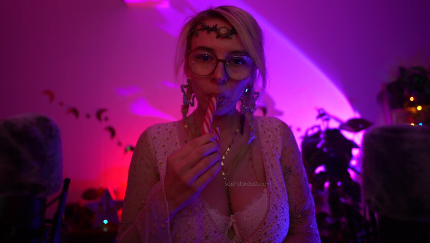 Soph Stardust ASMR Candy Cane licking & eating + topbra scratching 4K