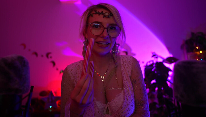Soph Stardust ASMR Candy Cane licking & eating + topbra scratching 4K