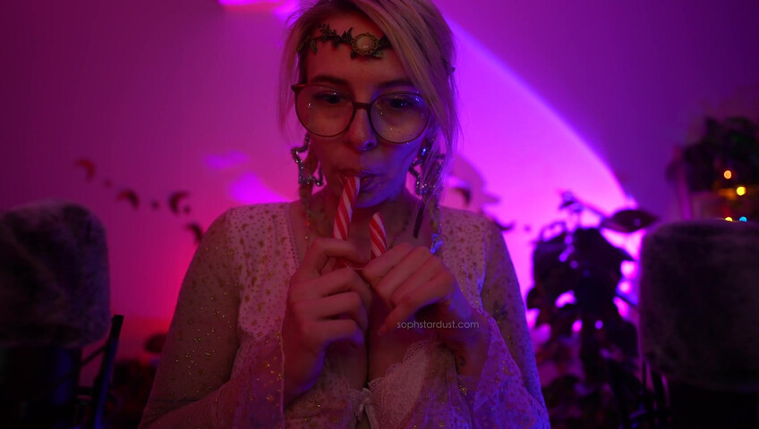 Soph Stardust ASMR Candy Cane licking & eating + topbra scratching 4K