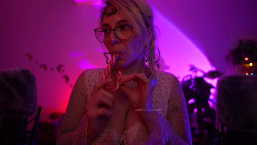 Soph Stardust ASMR Candy Cane licking & eating + topbra scratching 4K
