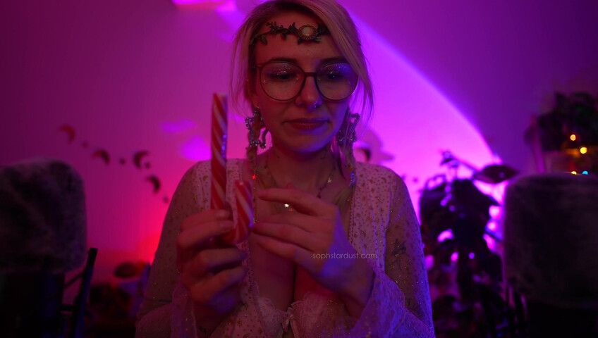 Soph Stardust ASMR Candy Cane licking & eating + topbra scratching 4K