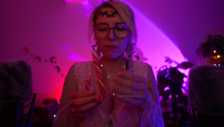 Soph Stardust ASMR Candy Cane licking & eating + topbra scratching 4K