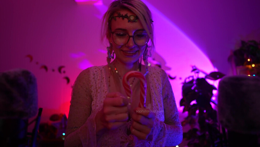 Soph Stardust ASMR Candy Cane licking & eating + topbra scratching 4K
